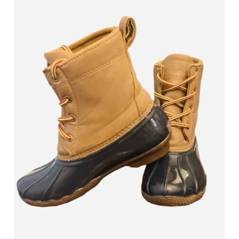 Field & Stream Kid Sz 4 Insulated Waterproof Duck Boots Navy Brown